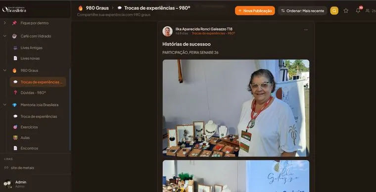 Página da comunidade de alunas